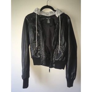 Leather Jacket w/ Removable Hood